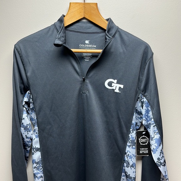 Charcoal Georgia Tech Yellow Jackets OHT Digi Camo Quarter-Zip Jacket Mens Small - Picture 3 of 8
